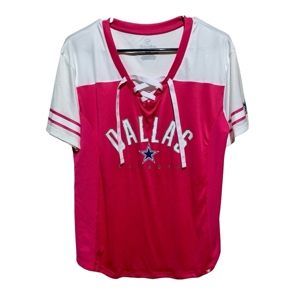 NFL Dallas Cowboys Women's Fanatics Pink and White Top Size Large